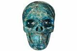 Polished, Bright Blue Apatite Skull - Madagascar #108195-3